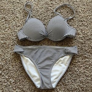 Xhilaration Push-Up Pinstripe 2 Piece Bikini Size Medium